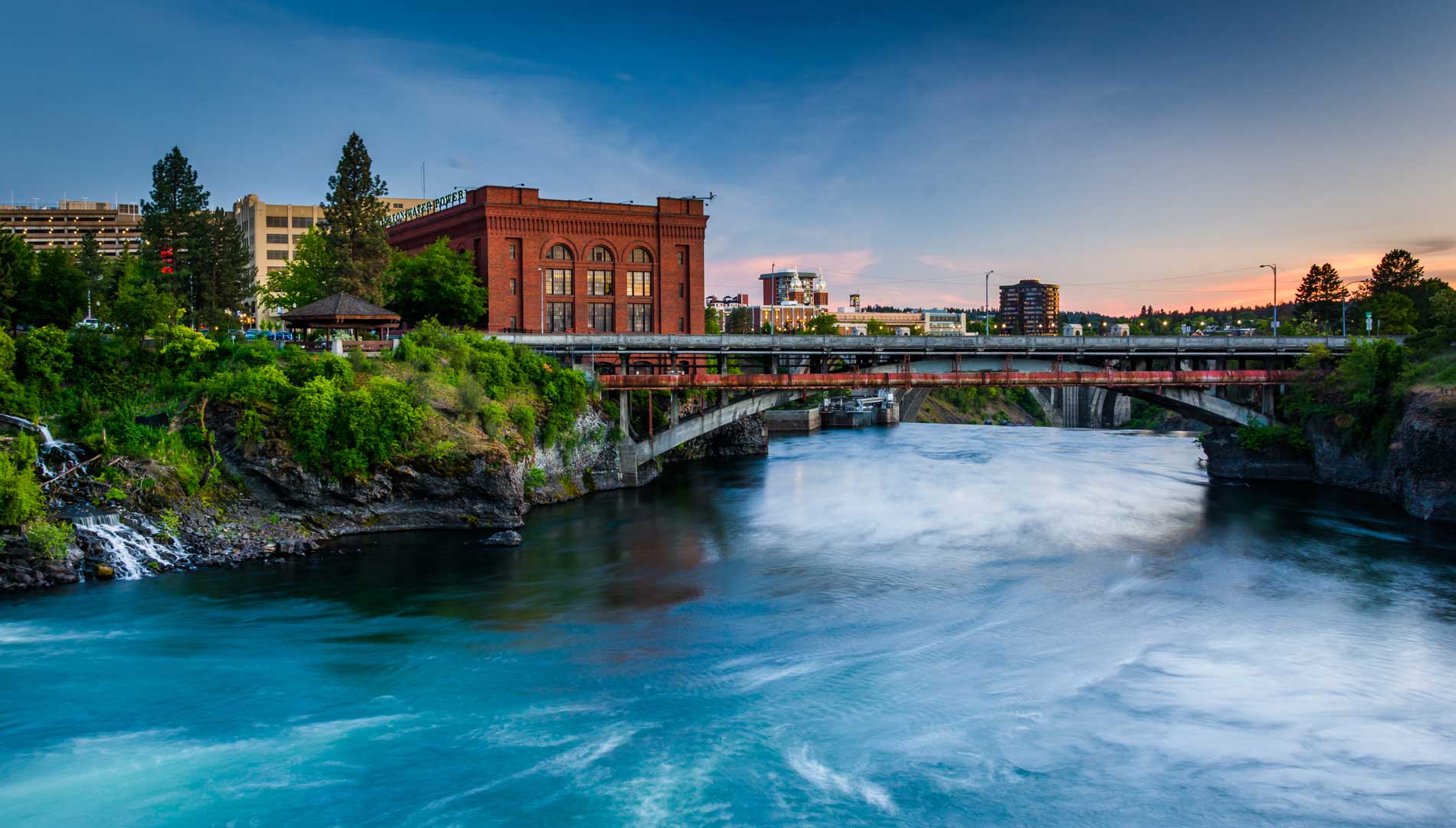 river with bridge Spokane Washington